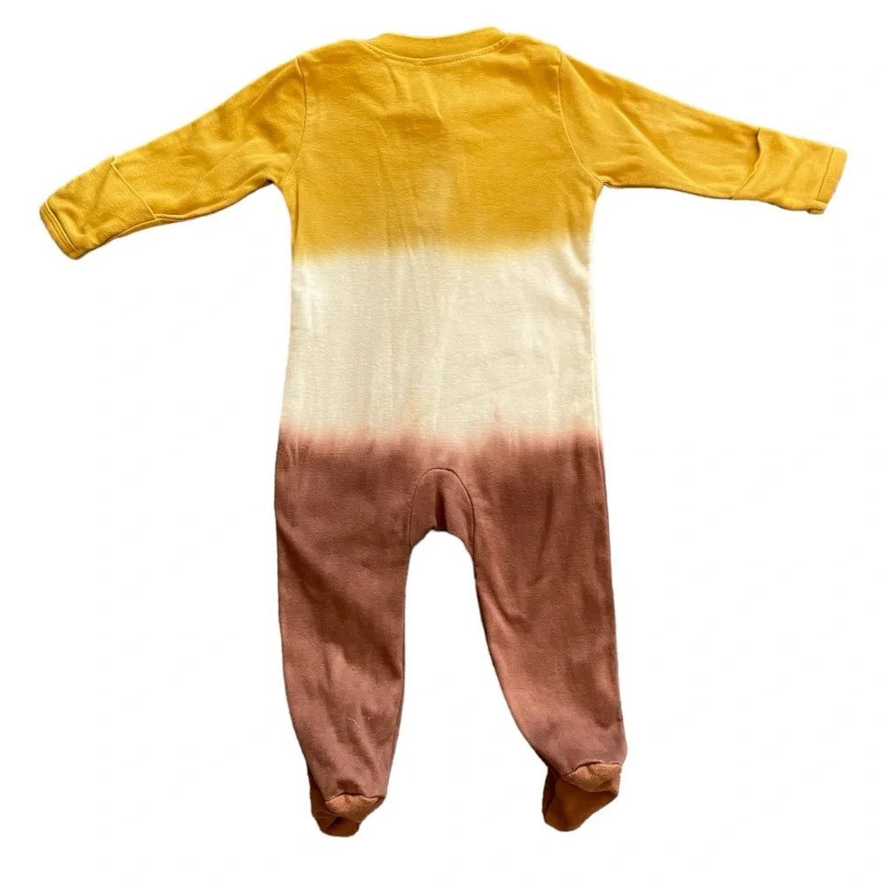 #M067, honest tie dye zippered footie, size 3-6 mo